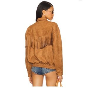 More To Come Bella Faux Suede Fringe Jacket Caramel Size L Festival Boho Chic